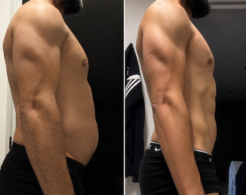 Antes y después de un cliente de Nahum Melgar